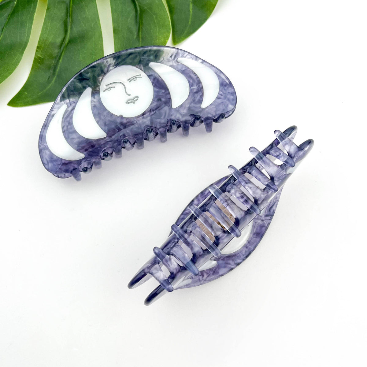 Blue Acetate Half-Moon Hair Claw