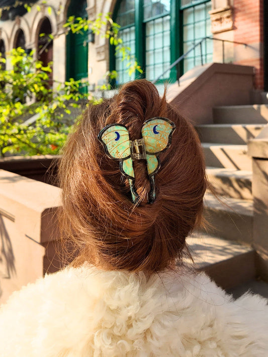 Hand-painted Luna Moth Claw Hair Clip | Eco-Friendly