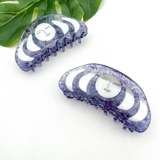 Blue Acetate Half-Moon Hair Claw