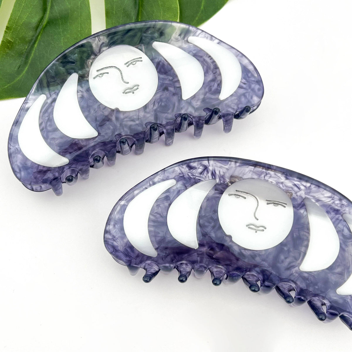 Blue Acetate Half-Moon Hair Claw