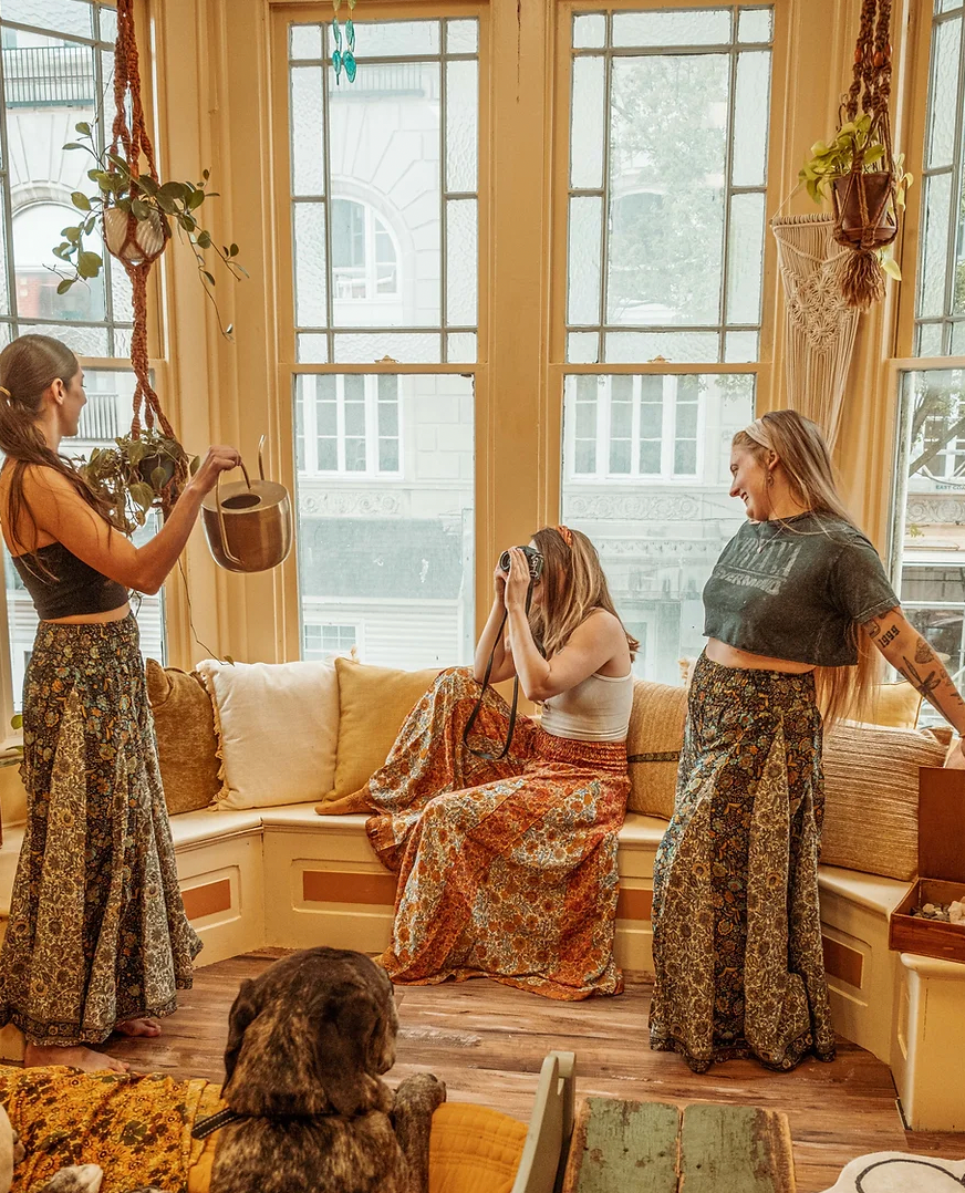 Hippie Boho Wide Leg Patchwork Pants, Flow Trousers
