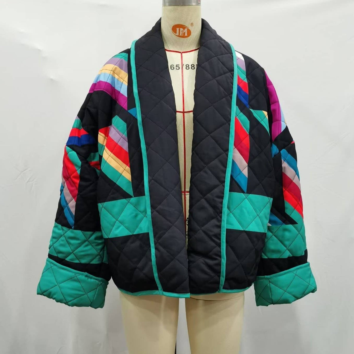 Street Trendy Geometric-Panelled Printed Jacket