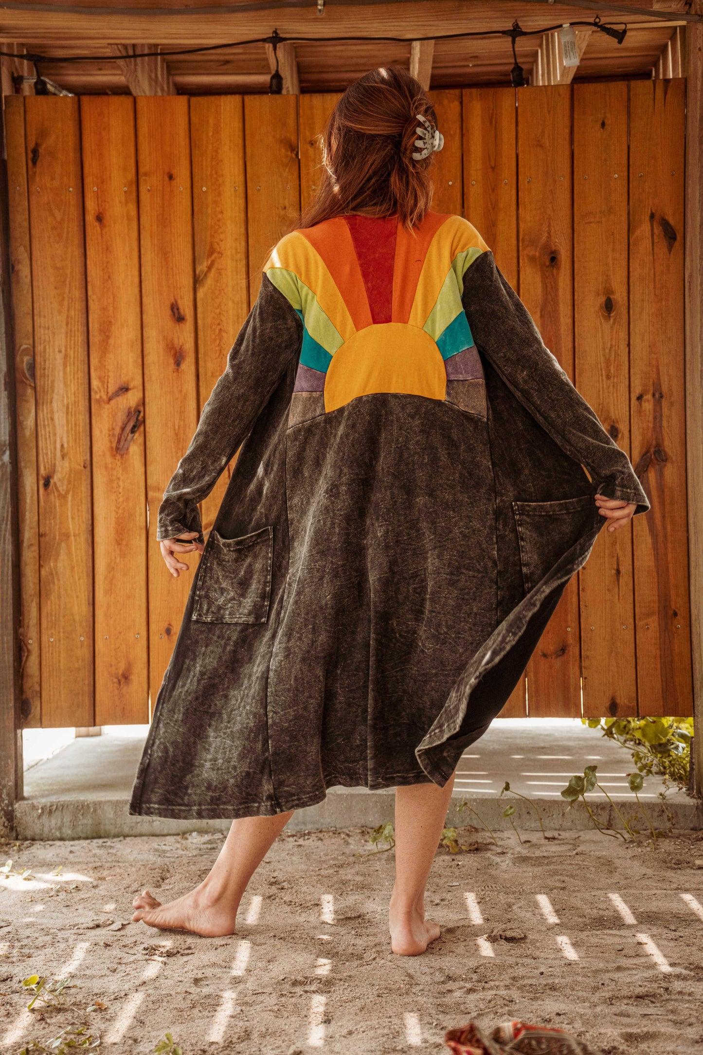 Sun Ray Cardigan, Cotton Earthy Hippie Boho Style Duster