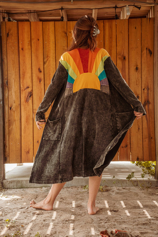 Sun Ray Cardigan, Cotton Earthy Hippie Boho Style Duster