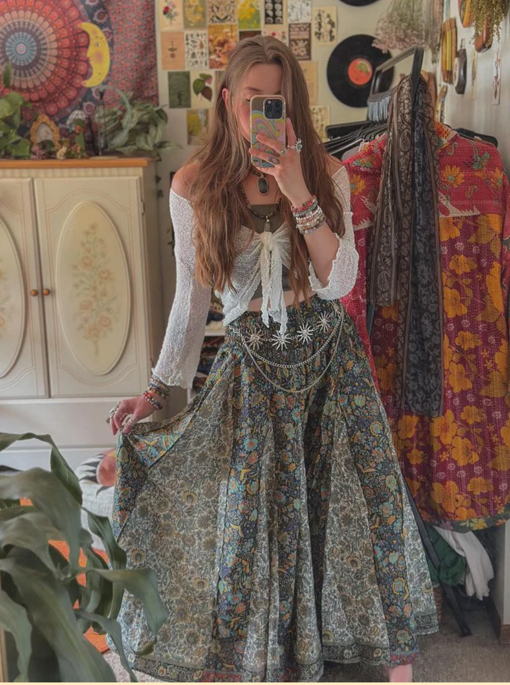 Hippie Boho Wide Leg Patchwork Pants, Flow Trousers