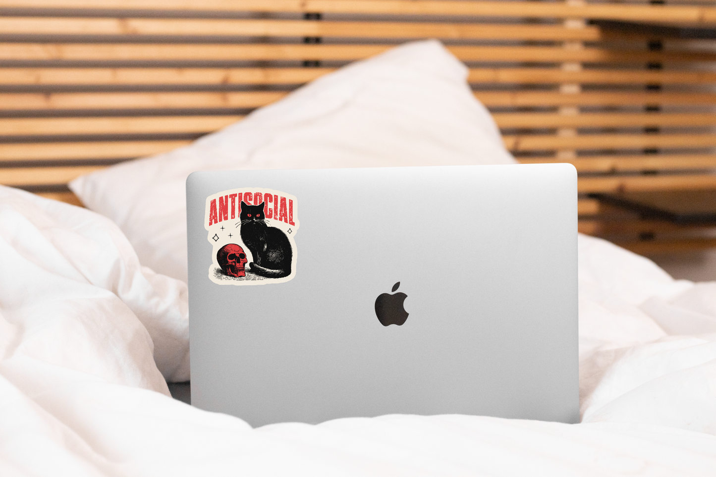 Antisocial Sticker - cat, kitten, introvert, skull, creepy