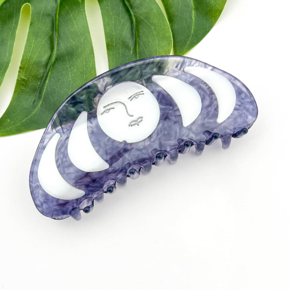 Blue Acetate Half-Moon Hair Claw