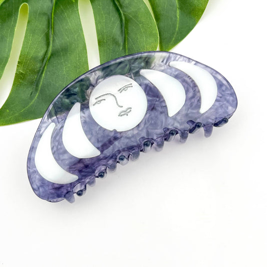 Blue Acetate Half-Moon Hair Claw