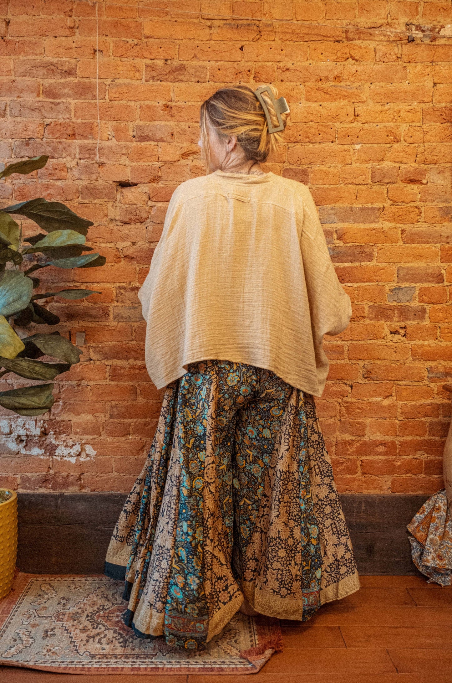 Hippie Boho Wide Leg Patchwork Pants, Flow Trousers
