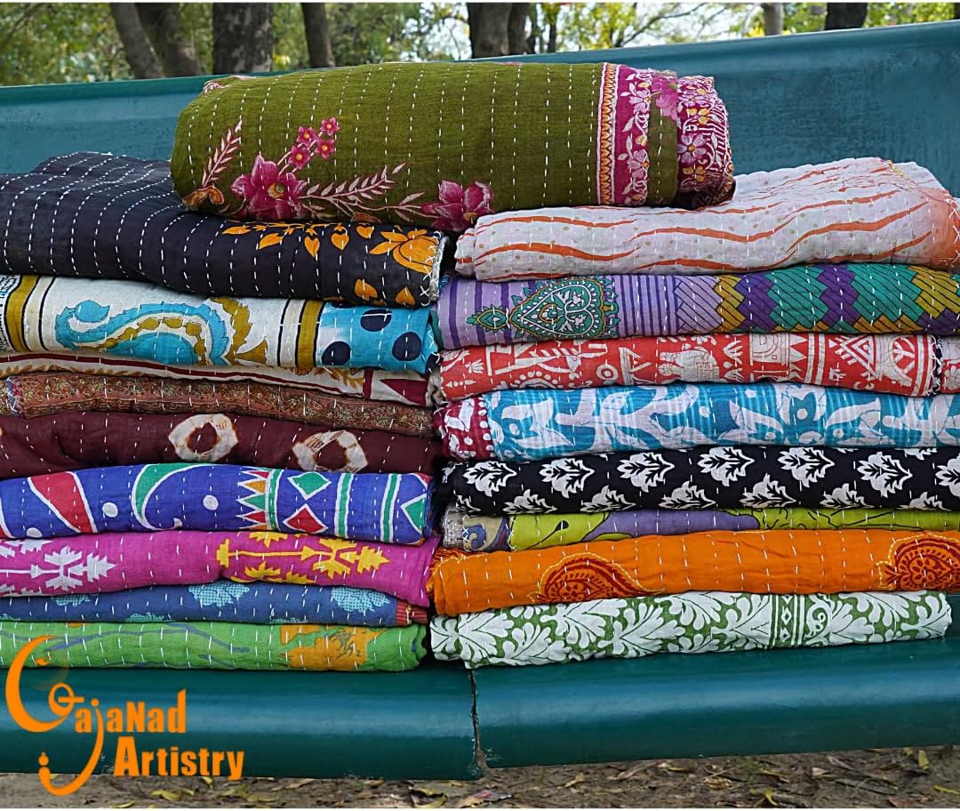 Reversible Handmade Indian Vintage Kantha Quilt