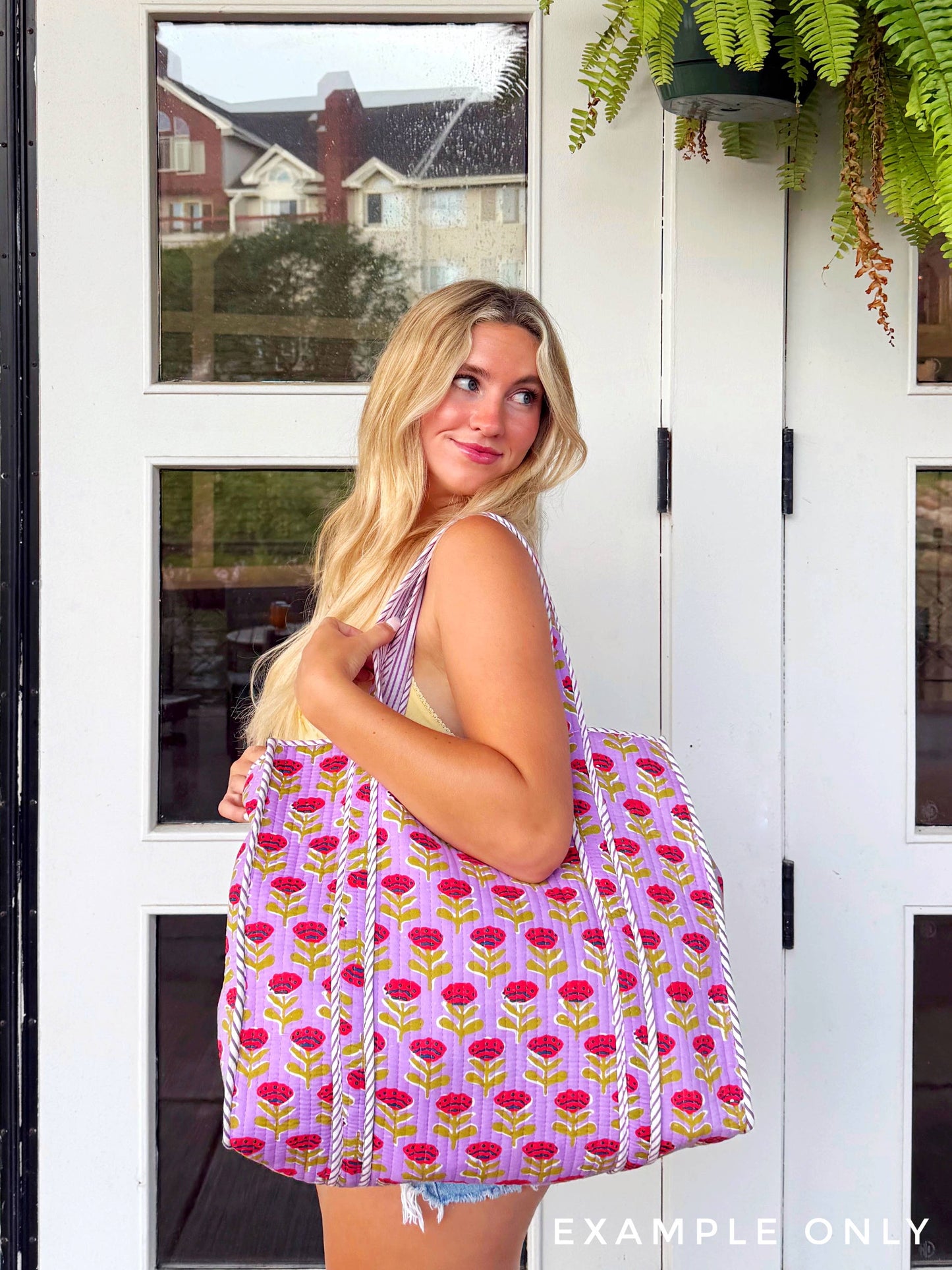 Tote Bags Quilted | Large Travel Tote | Lucky Vibes White