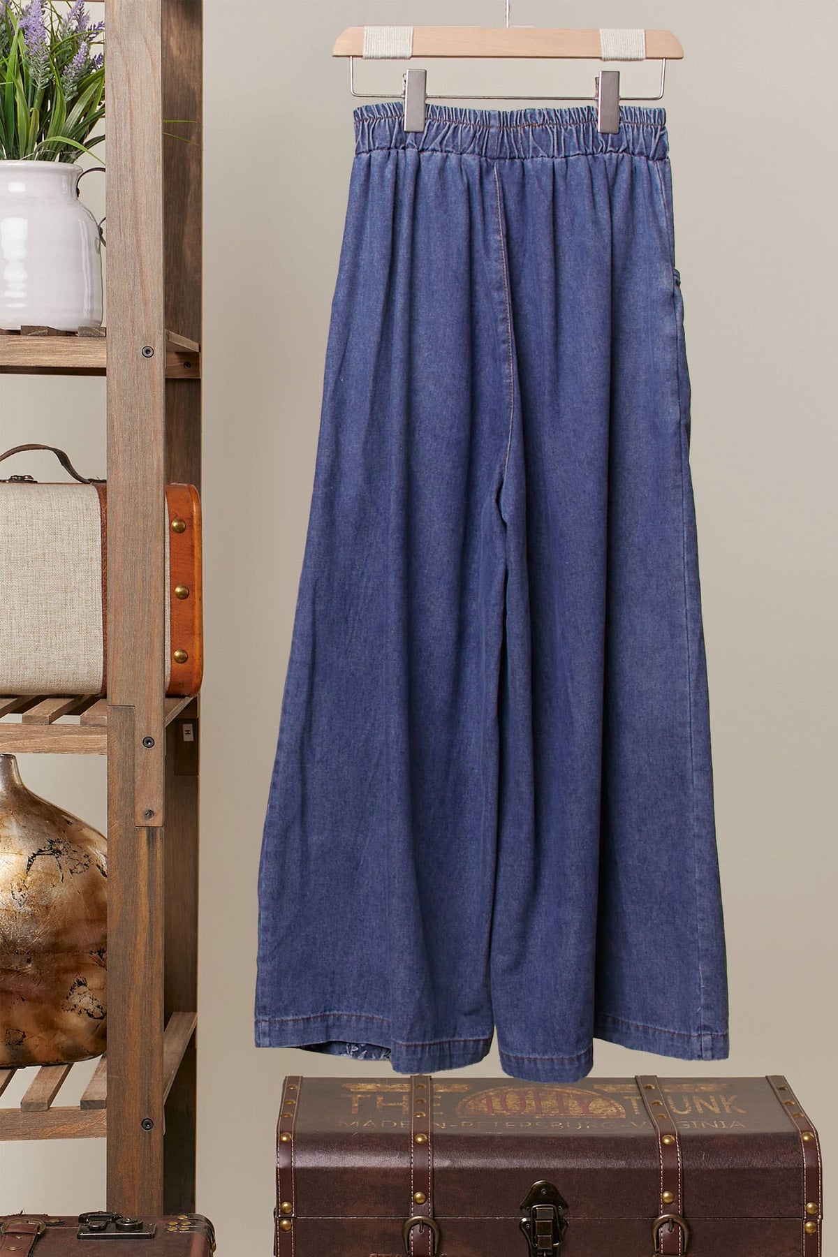 Side Floral Wide-Leg Jeans Pants