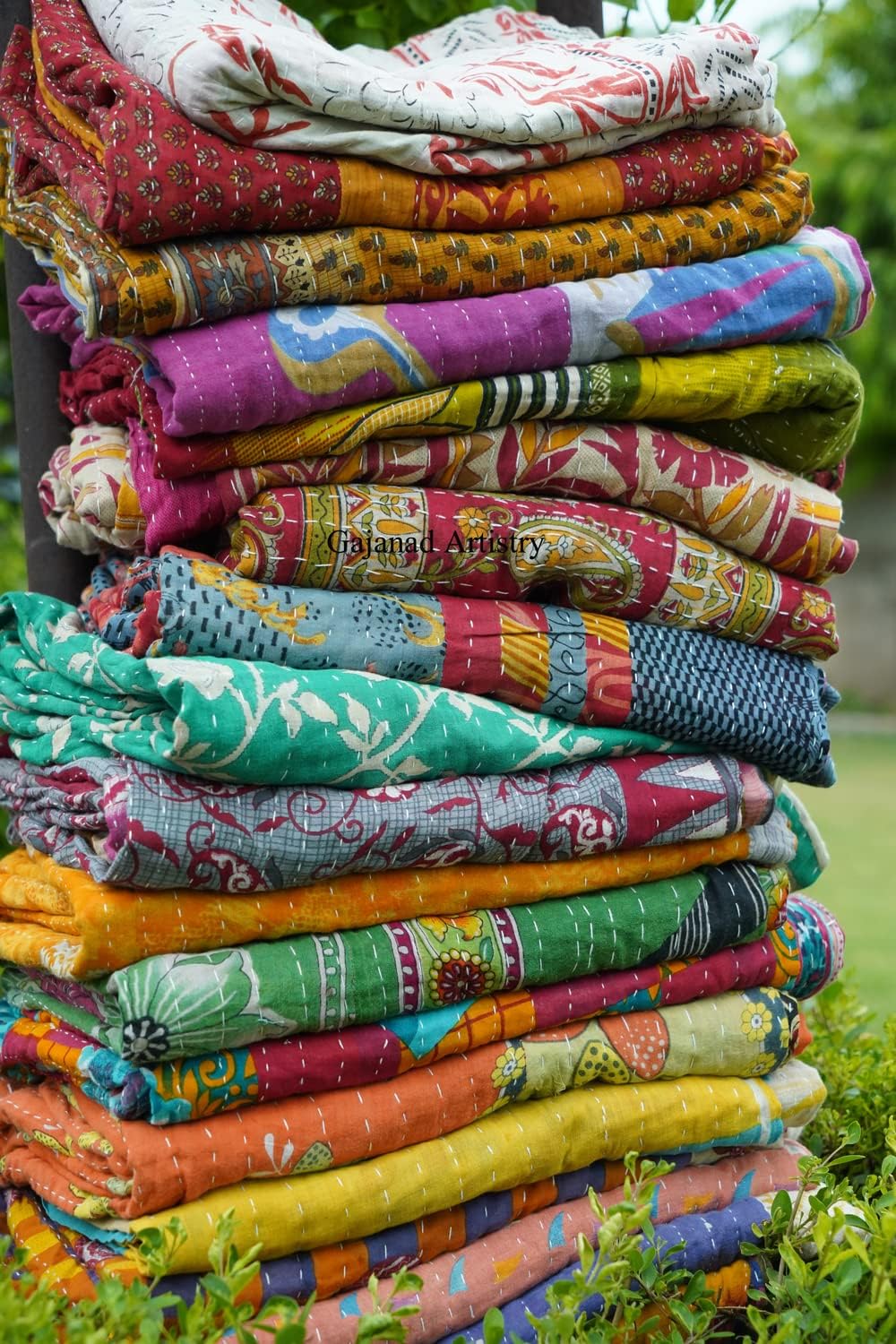Reversible Handmade Indian Vintage Kantha Quilt