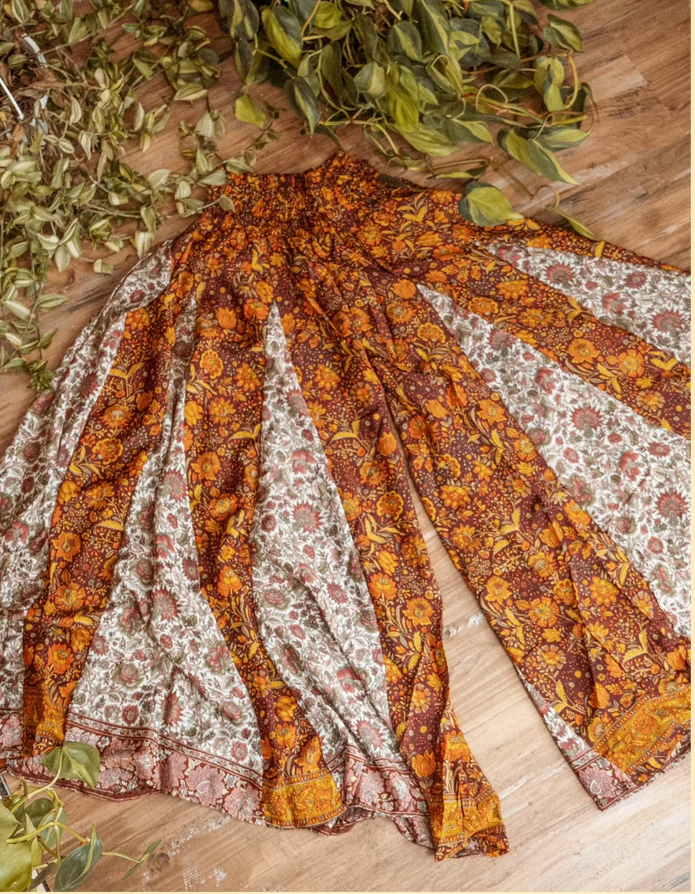 Hippie Boho Wide Leg Patchwork Pants, Flow Trousers