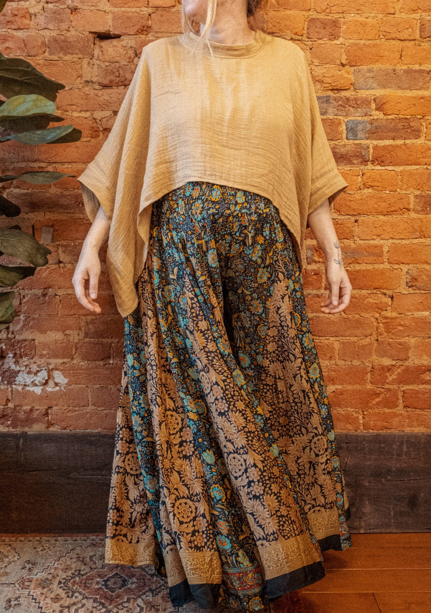 Hippie Boho Wide Leg Patchwork Pants, Flow Trousers