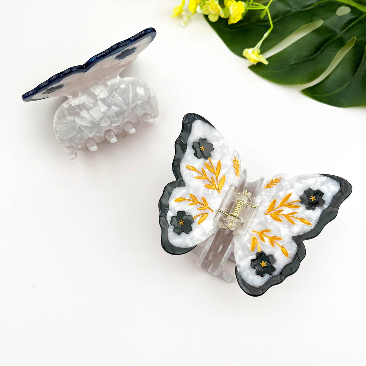 Acetate Butterfly Hair Claw, Floral Design
